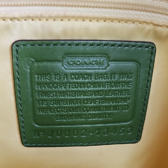 Coach 2008 Penelope Op Art North South Leather Canvas tote Green Yellow Interior - Picture 10 of 11